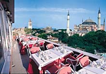 Blick vom Restaurant auf die Hagia Sophia