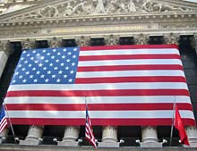 Flagge am Geb&auml;ude der stock Exchange