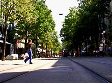 Tramschienen in der Bahnhofstra&szlig;e