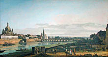 Canaletto: Dresden vom rechten Elbufer unterhalb der Augustusbr&uuml;cke