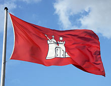 Fahne mit dem Wappen der Hansestadt