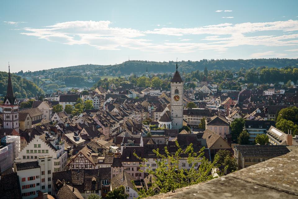 Aussicht vom Munot auf die Altstadt von Schaffhausen
