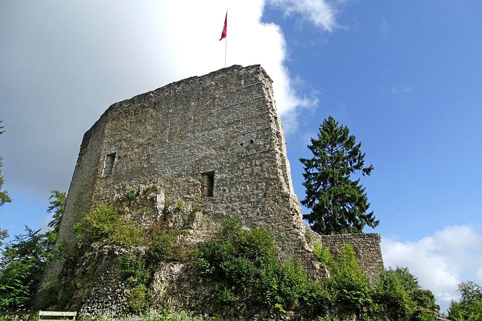 Blick auf die Schildmauer der Ruine Farnsburg