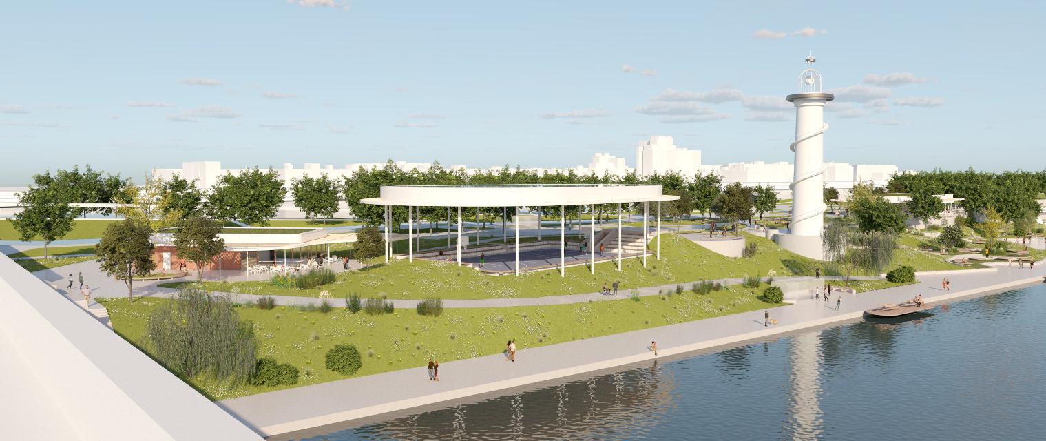 Visualisierung des Pier 22 in der Sunken City in Wien