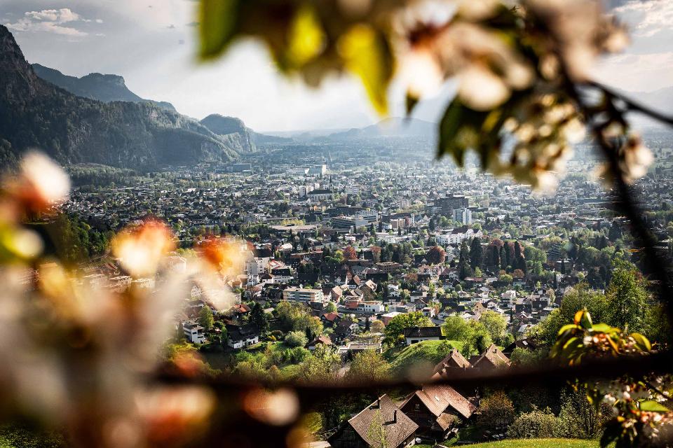 Blick auf Dornbirn südöstlich vom Bodensee