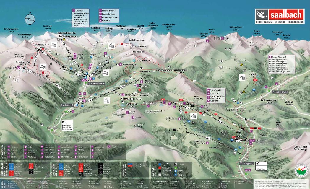 Panoramakarte Sommerbahnen Saalbach-Hinterglemm