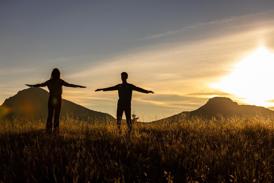 Berg-Yoga am Abend am Latemar in Obereggen