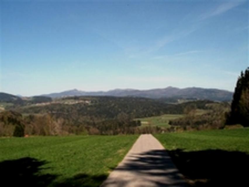 Ausblick vom Geyersberg auf die Bayerwaldberge Lusen und Rachel