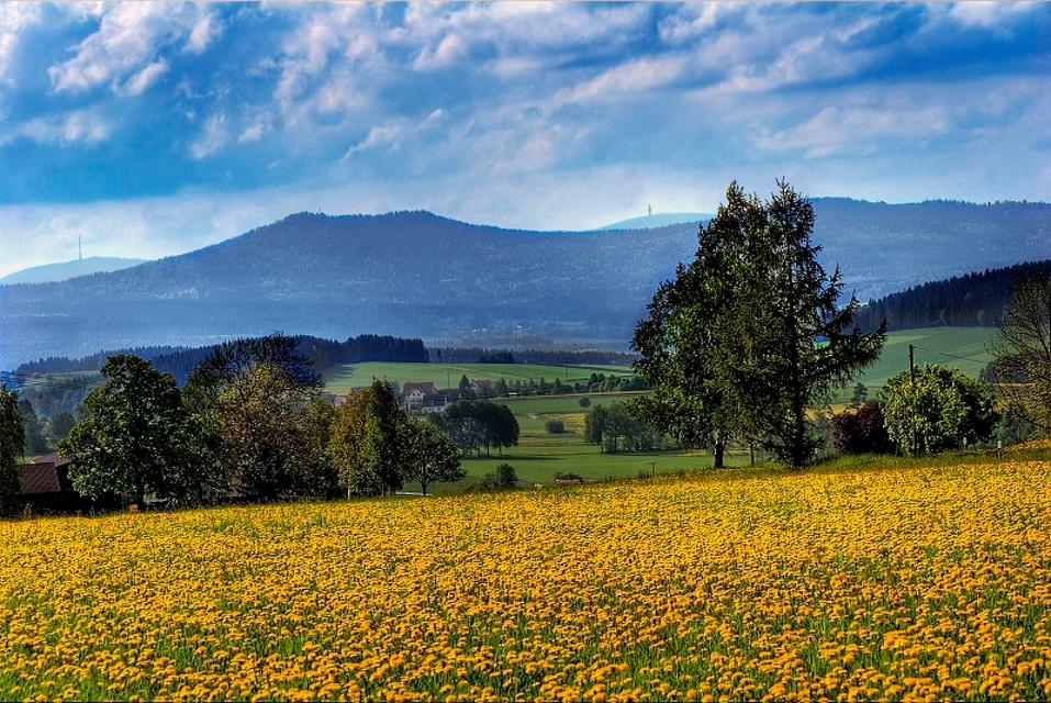 Blick zu Kösseine, Ochsenkopf und Schneeberg