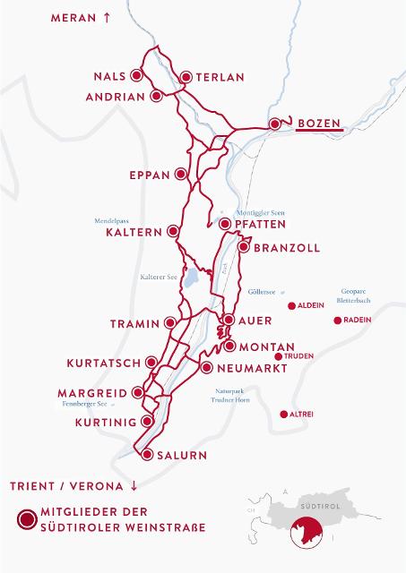 Südtiroler Weinstraße Landkarte