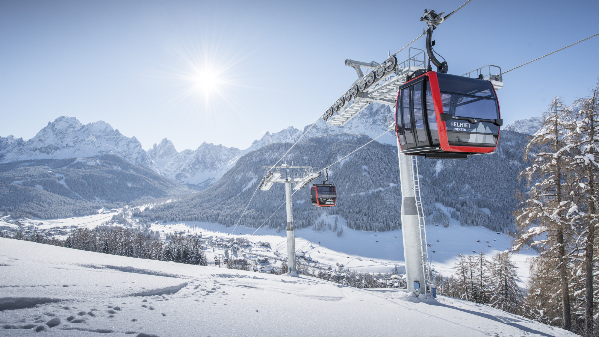 Blick ins Skigebiet 3 Zinnen Dolomiten