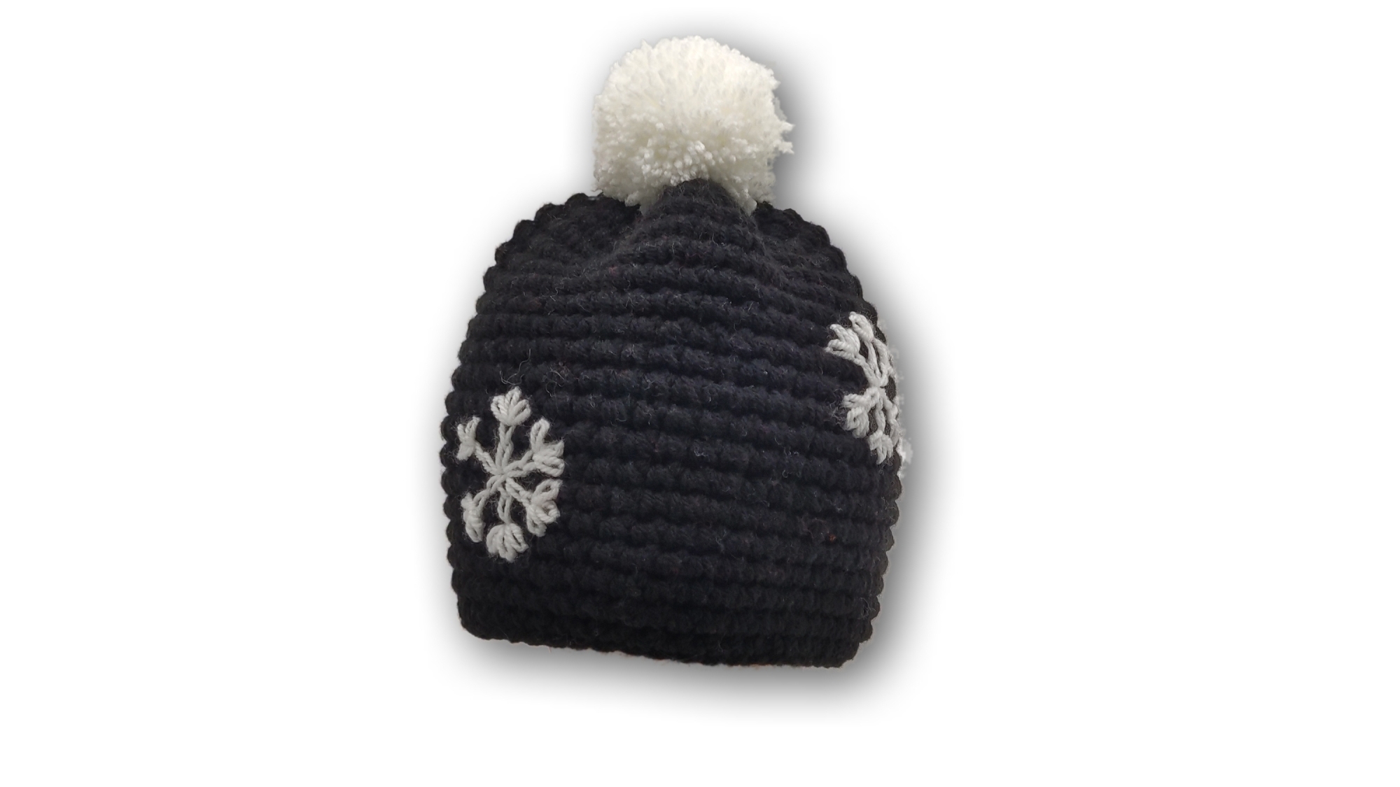 Bommelmütze mit Schneeflocken von pinkbommel.de