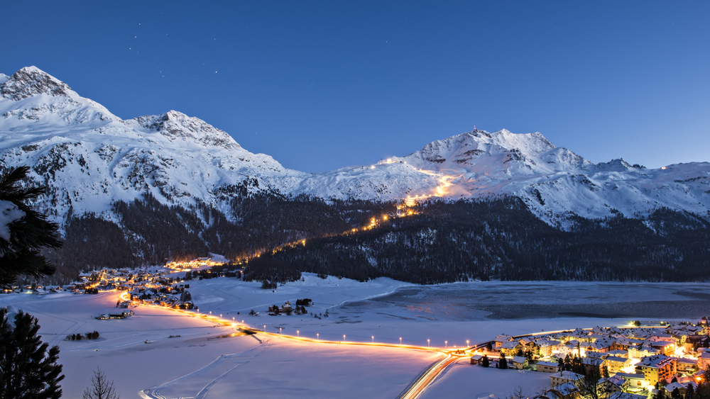 Blick zum Corvatsch bei der Corvatsch Snow Night