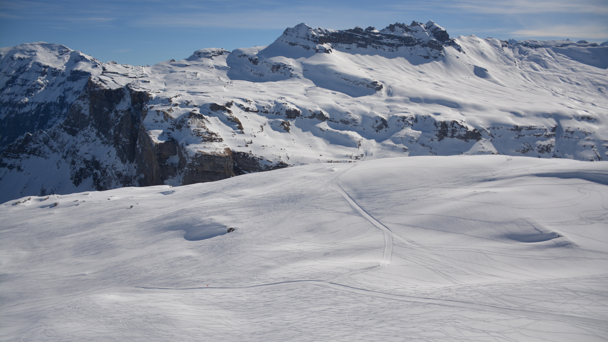 Oberer Teil der „Les Cascades“ mit Blick zum Mont Blanc