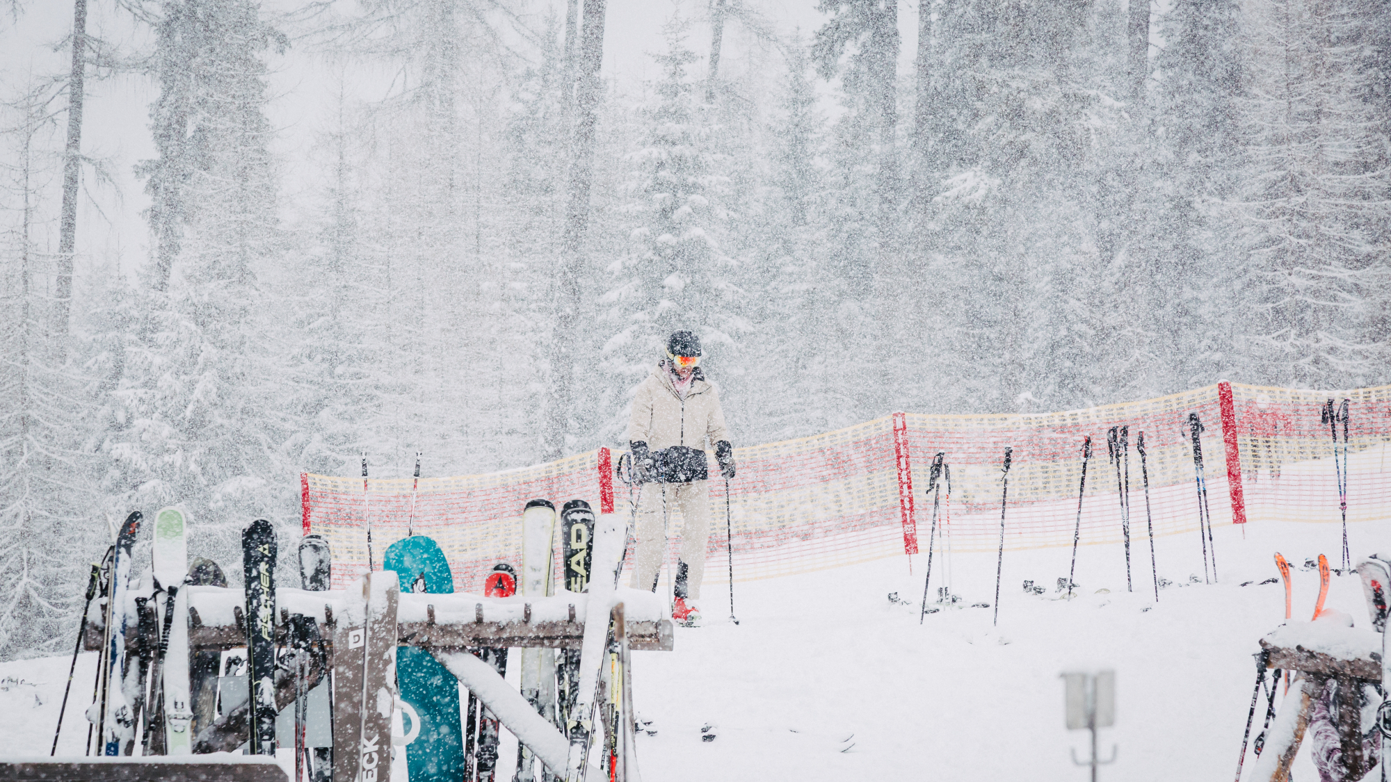 Dichtes Schneetreiben an unserem ersten Tag auf der Gerlitzen Alpe