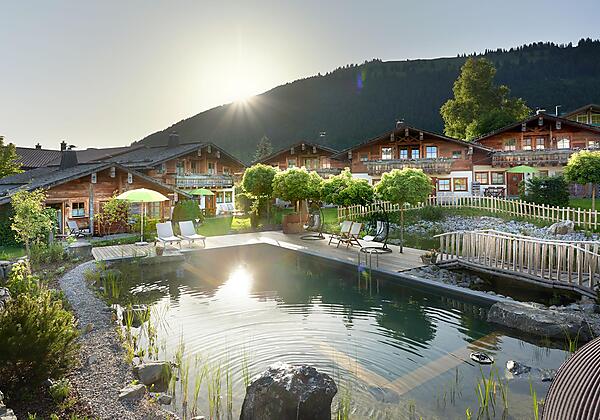 Chalet große Ansicht, Sonne Pool, Teich Chalets