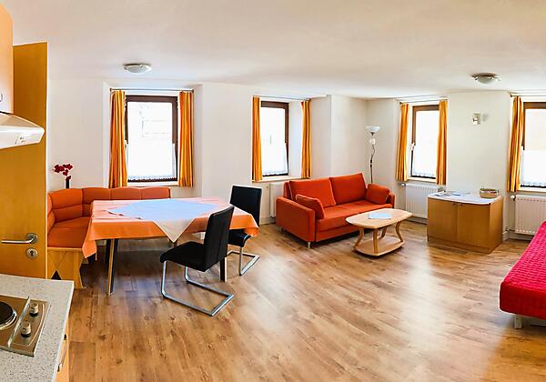 Ferienwohnung 1 Panorama Wohnzimmer