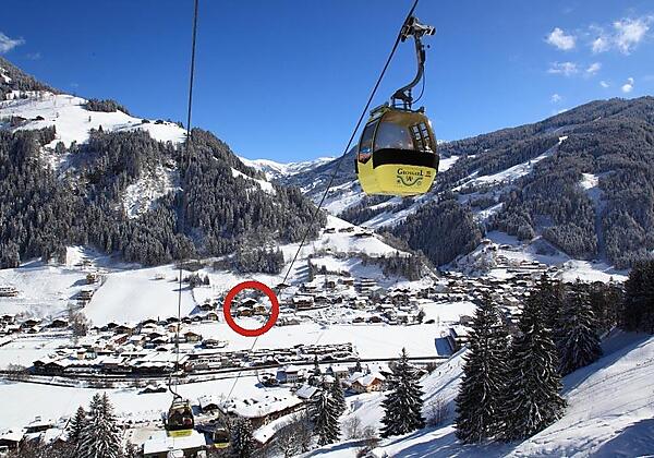 Blick aufs Haus vom Skigebiet aus