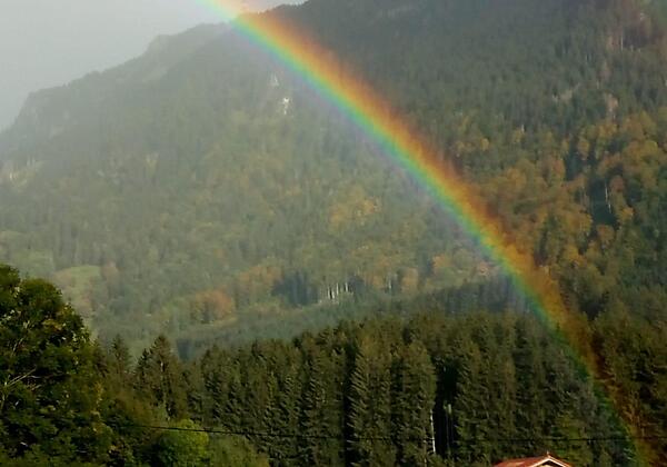Regenbogen Blick aus FeWo Grünten