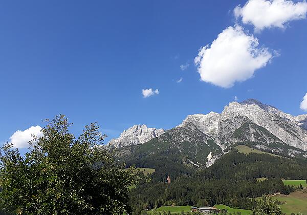 Unsere Aussicht auf die Leoganger Steinberge