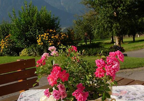 Sonniger Sitzblatz vorm Haus