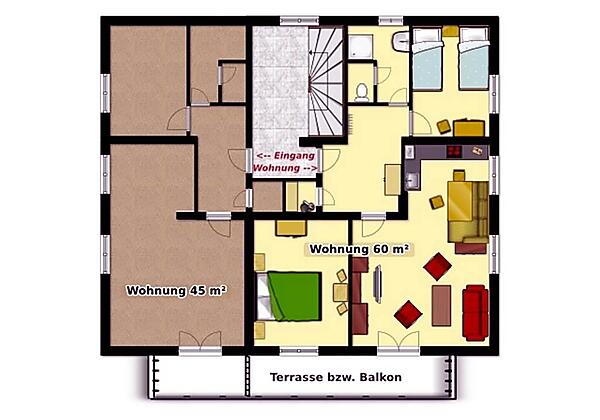 Grundriss Wohnung 60 m²